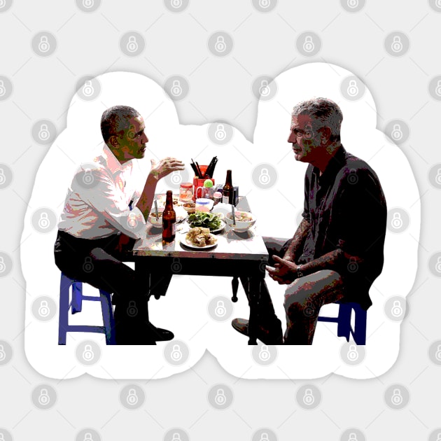 Obama with Anthony Bourdain Sticker by Stevendan